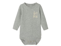 Name It bodysuit gray melange with little sister print